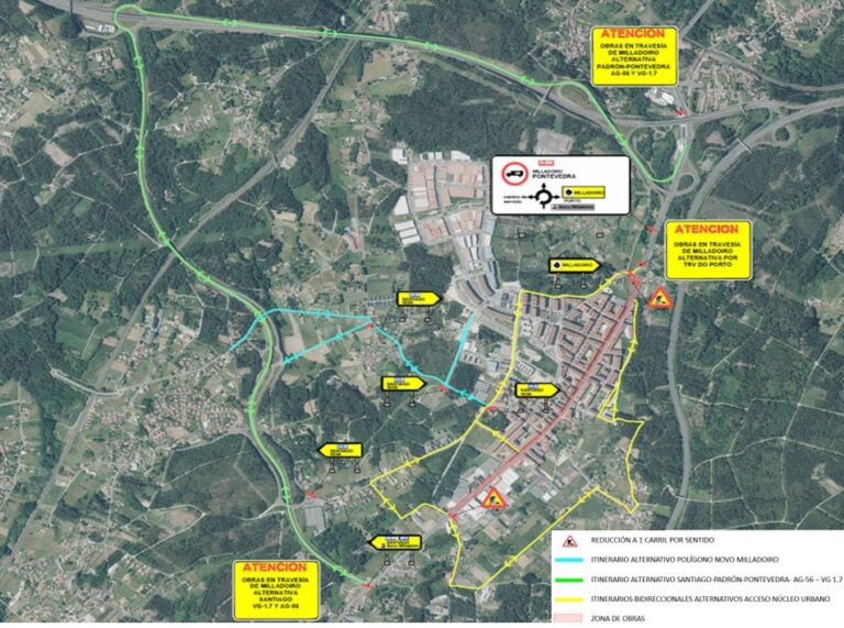 As obras na N-550 no Milladoiro reducirán o tráfico a un carril por sentido