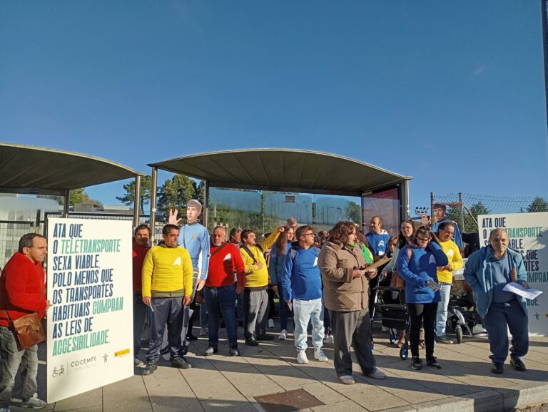 Persoas con discapacidade denuncian nunha parada da Avenida Mestre Mateo a falta dun transporte accesible e adaptado