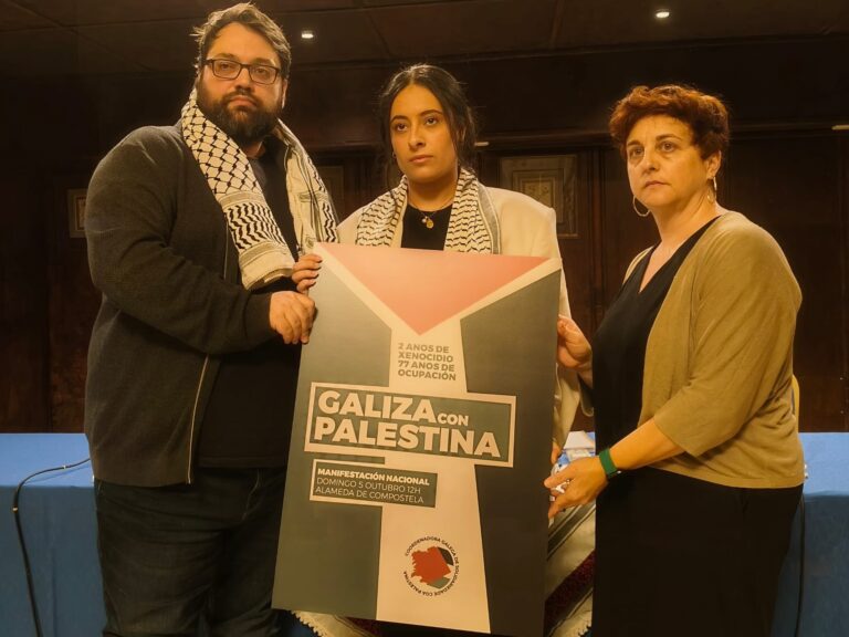 Santiago acollerá unha manifestación en solidariedade con Palestina o 5 de outubro