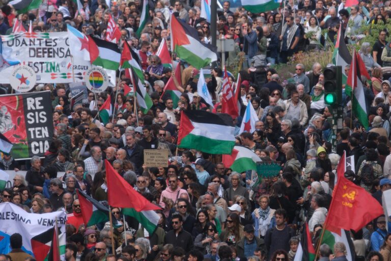 Decenas de miles de persoas percorren Compostela en defensa de Palestina