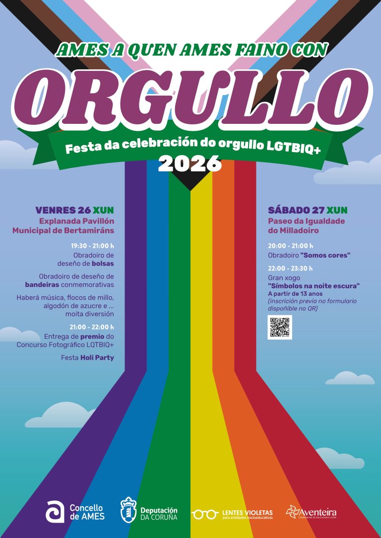 Ames celebra o Orgullo LGBTIQ+ cunha programación de obradoiros, música e actividades xuvenís