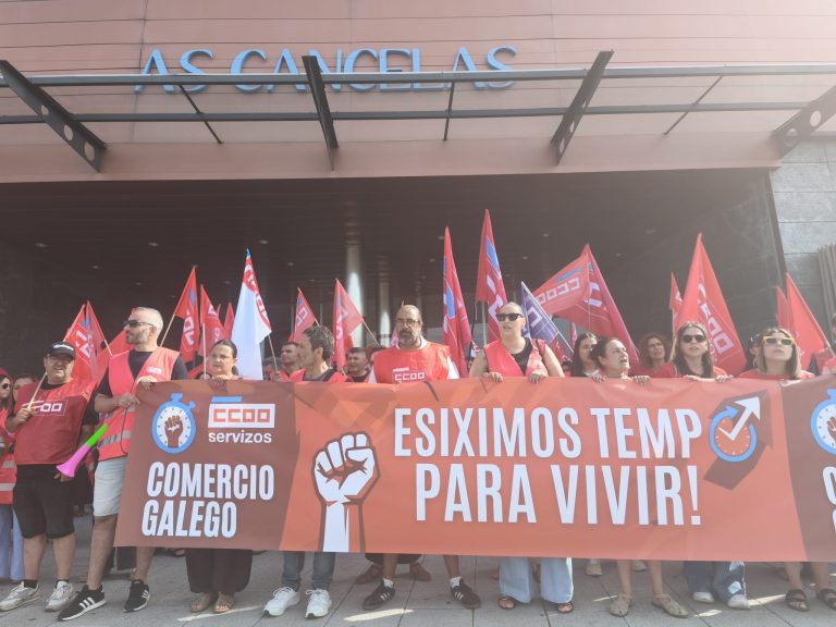 CC.OO. mobilízase nas Cancelas contra a apertura do comercio en domingos e festivos